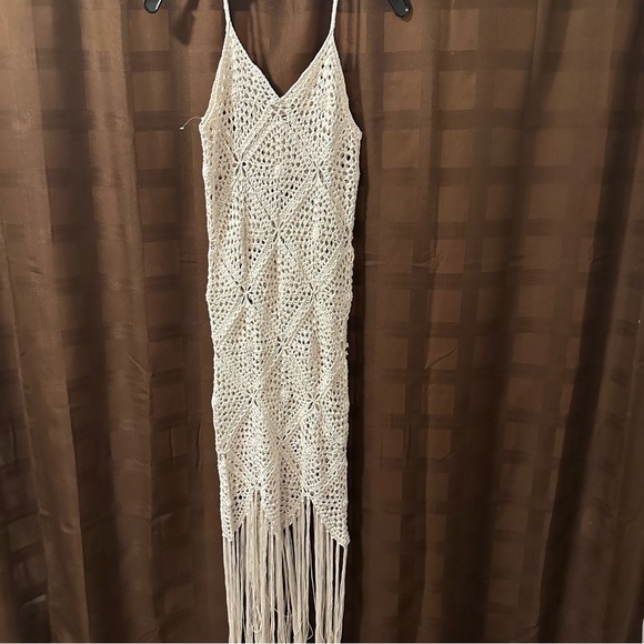 NWT MANGO Crochet Mini Dress with Fringe reg $130 - Picture 9 of 10
